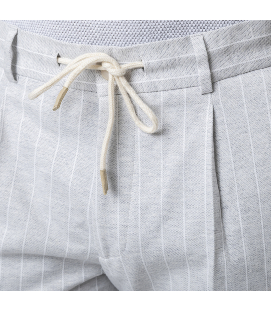 GRAN SASSO - Pantalon gris à pinces et rayures