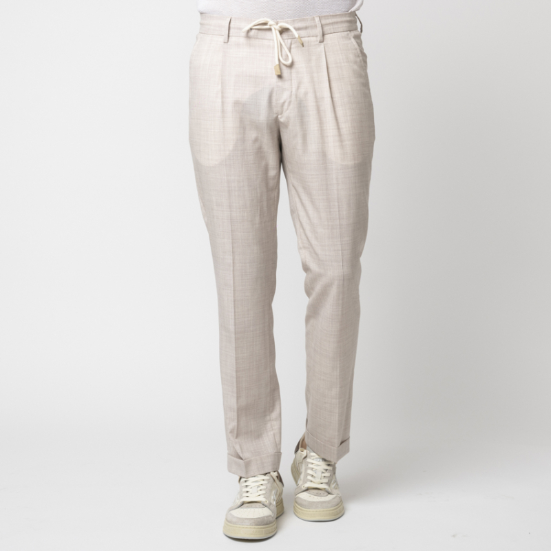 GRAN SASSO - Pantalon beige à pinces chiné