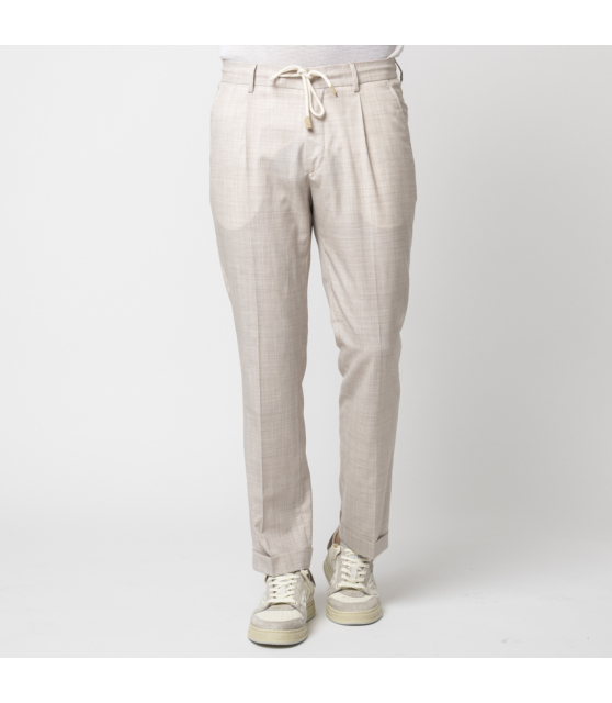 GRAN SASSO - Pantalon beige à pinces chiné