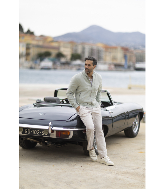 GRAN SASSO - Pantalon beige à pinces chiné