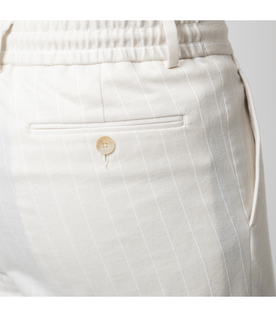 GRAN SASSO - Pantalon beige à pinces et rayures