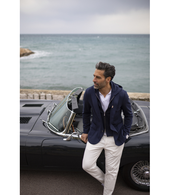 GRAN SASSO - Pantalon beige à pinces et rayures