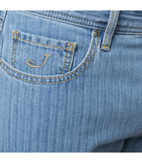 JACOB COHËN - Jean BARD bleu moyen à rayures