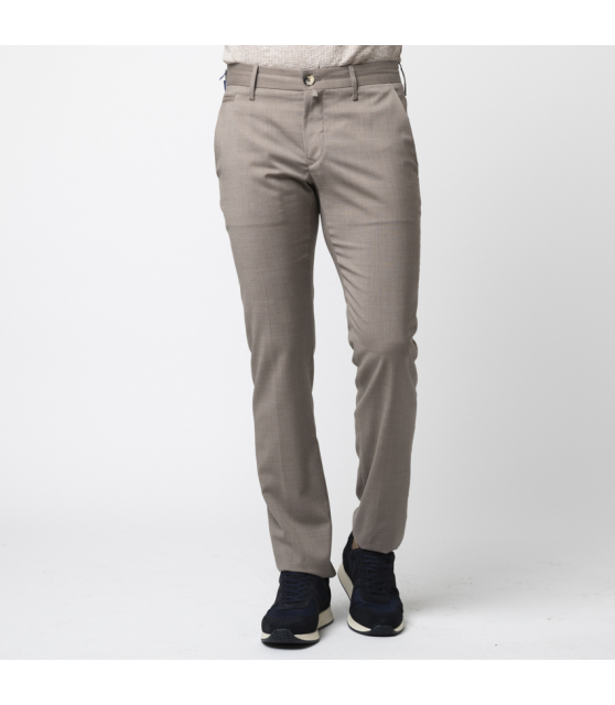 JACOB COHËN - Pantalon BOBBY taupe en laine vierge