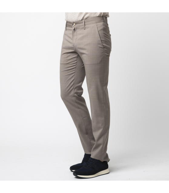 JACOB COHËN - Pantalon BOBBY taupe en laine vierge