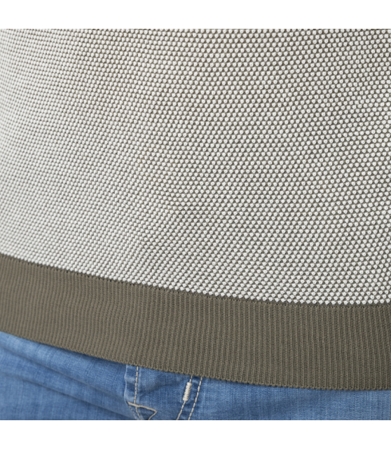 GRAN SASSO - Polo kaki col skipper en maille crochetée