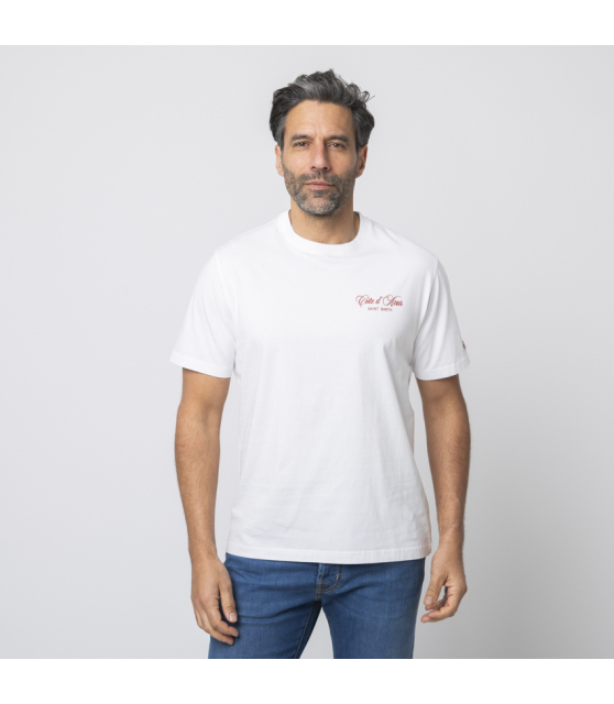 MC2 SAINT BARTH - T-shirt blanc Côte d'Azur rouge
