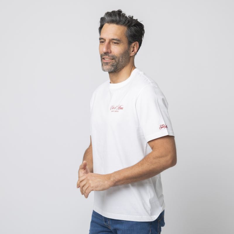 MC2 SAINT BARTH - T-shirt blanc Côte d'Azur rouge 2