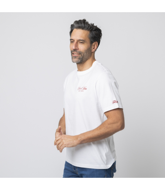 MC2 SAINT BARTH - T-shirt blanc Côte d'Azur rouge
