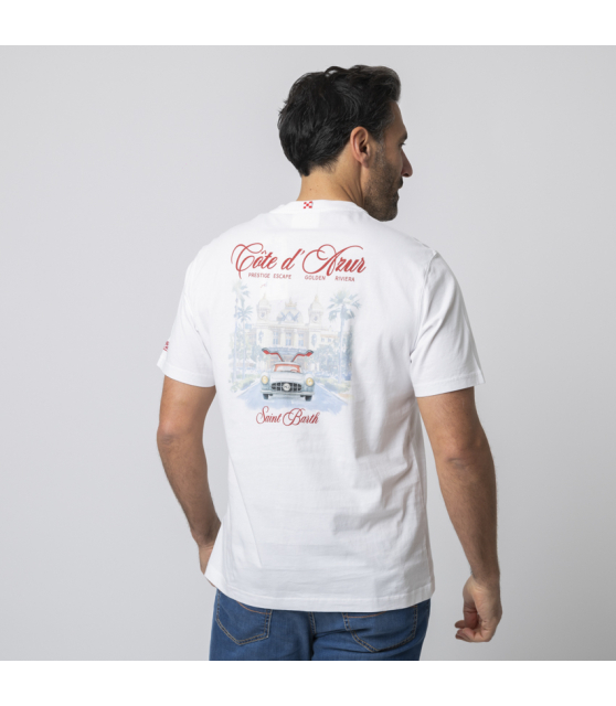 MC2 SAINT BARTH - T-shirt blanc Côte d'Azur rouge