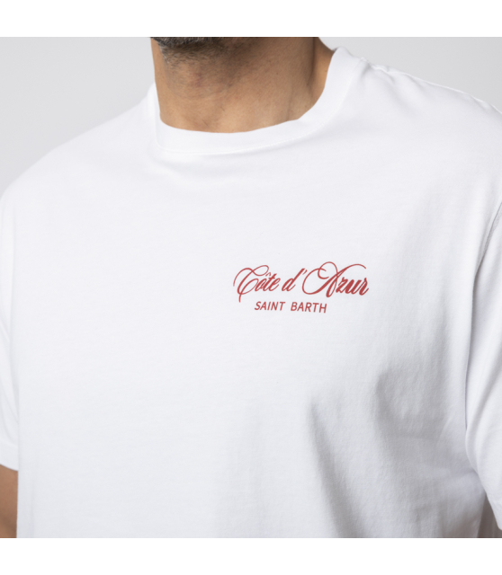 MC2 SAINT BARTH - T-shirt blanc Côte d'Azur rouge