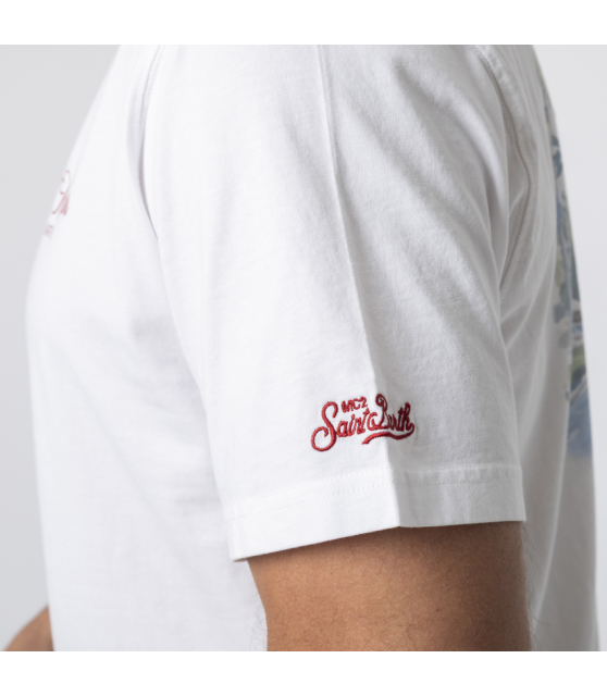 MC2 SAINT BARTH - T-shirt blanc Côte d'Azur rouge