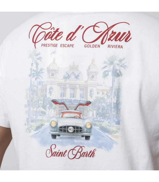 MC2 SAINT BARTH - T-shirt blanc Côte d'Azur rouge