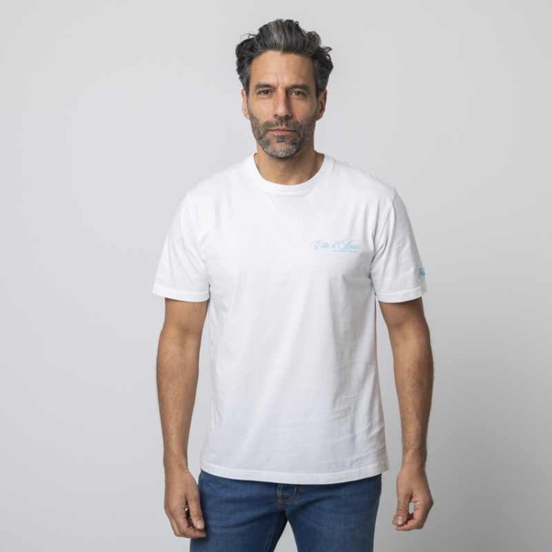 MC2 SAINT BARTH - T-shirt blanc Côte d'Azur bleu