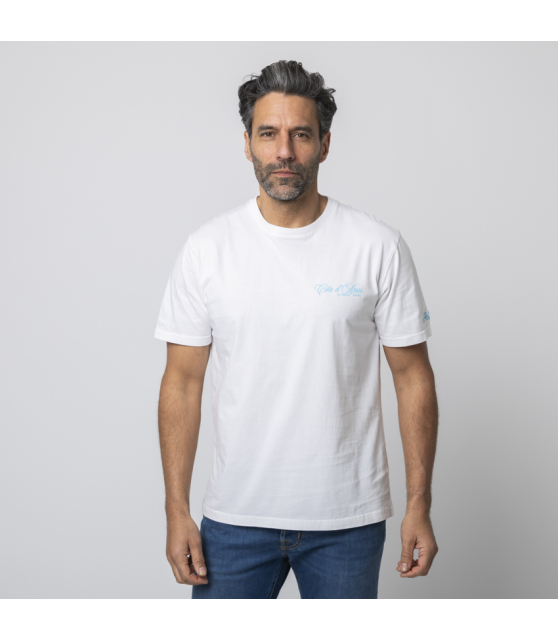 MC2 SAINT BARTH - T-shirt blanc Côte d'Azur bleu