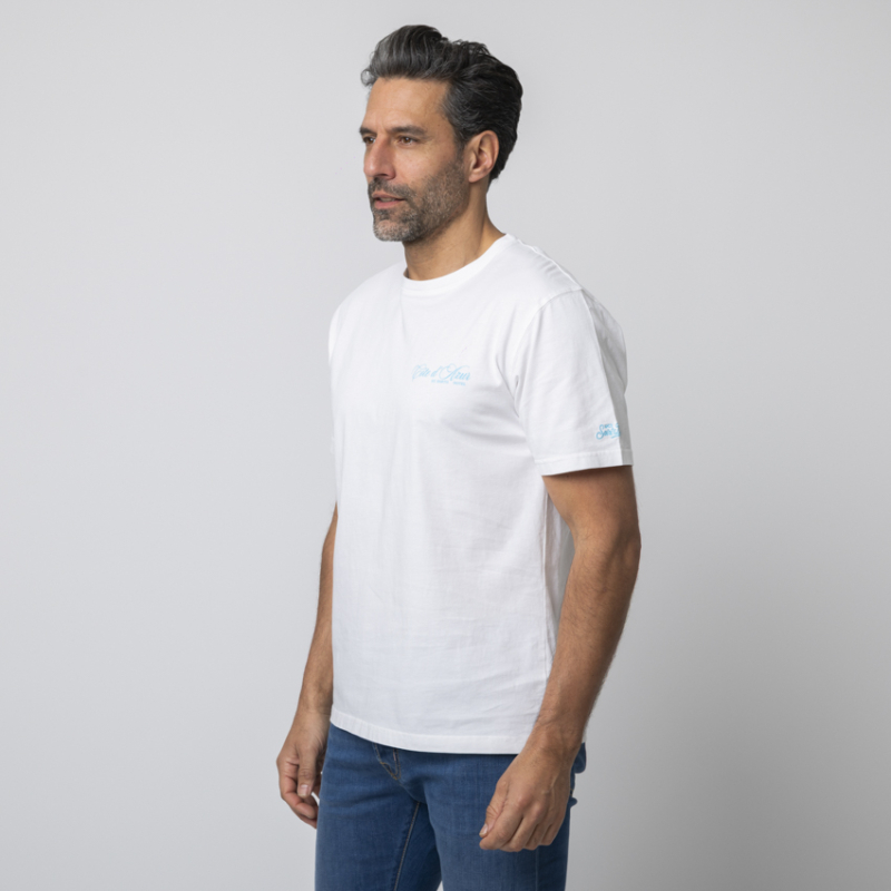 MC2 SAINT BARTH - T-shirt blanc Côte d'Azur bleu 2