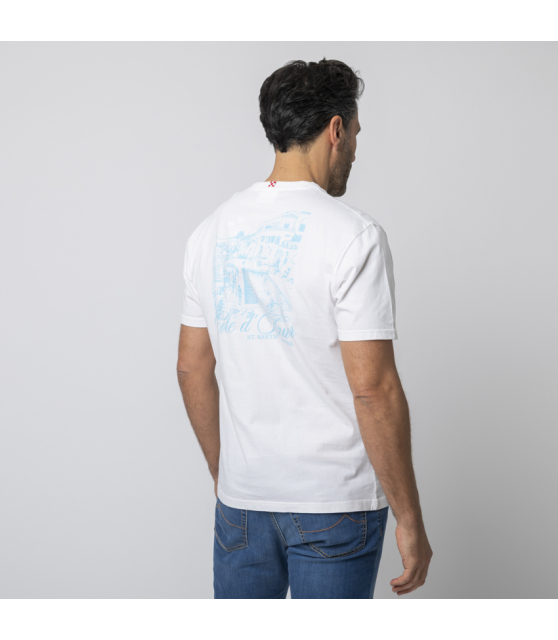 MC2 SAINT BARTH - T-shirt blanc Côte d'Azur bleu