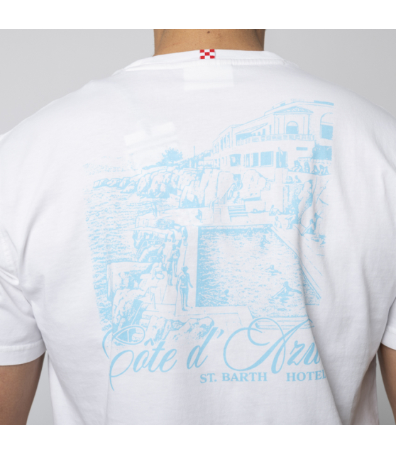 MC2 SAINT BARTH - T-shirt blanc Côte d'Azur bleu
