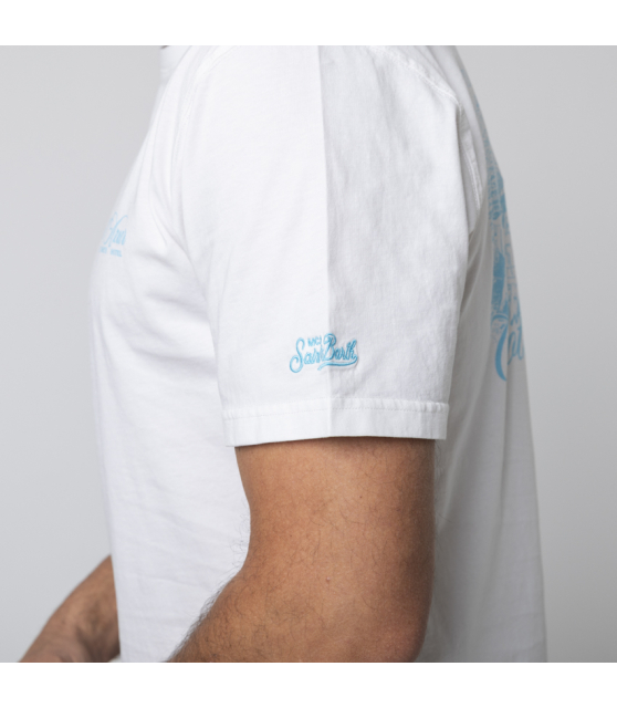 MC2 SAINT BARTH - T-shirt blanc Côte d'Azur bleu