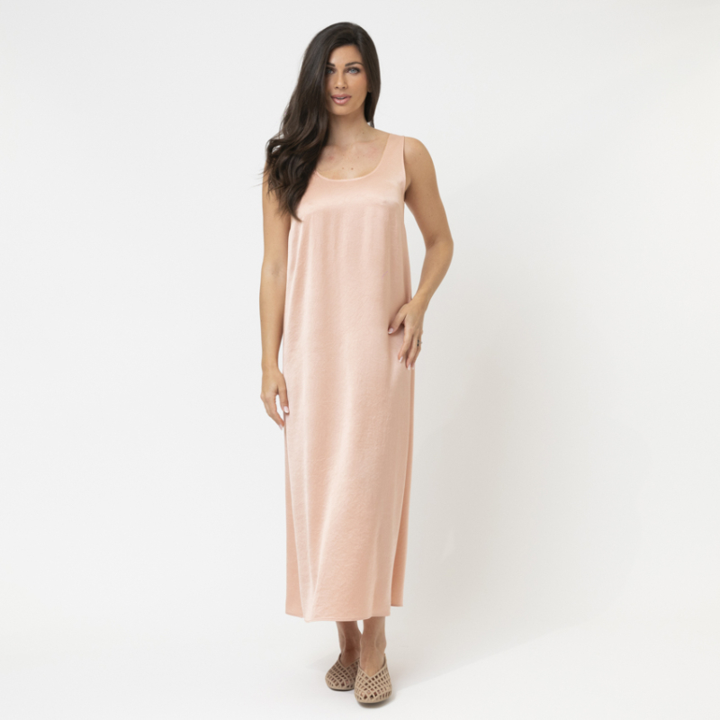 MARC CAIN - Robe rose en satin martelé