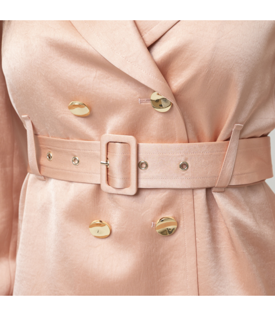 MARC CAIN - Veste croisée rose en satin martelé