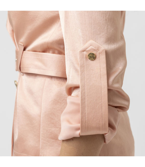 MARC CAIN - Veste croisée rose en satin martelé