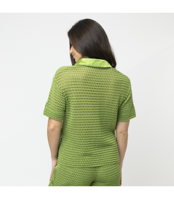 MARC CAIN - Top vert en maille ajourée