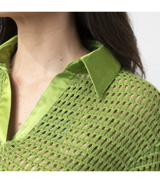 MARC CAIN - Top vert en maille ajourée