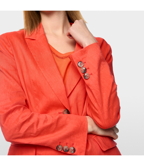 MARC CAIN - Blazer rouge long avec épaulettes