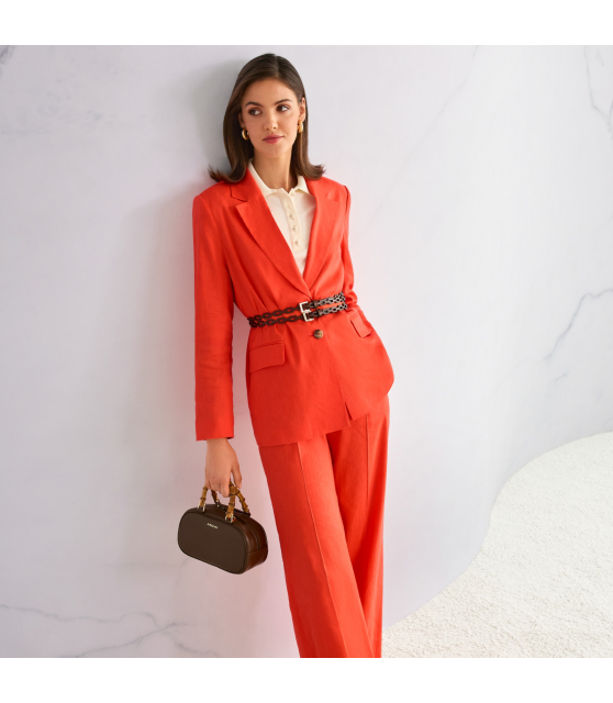 MARC CAIN - Blazer rouge long avec épaulettes