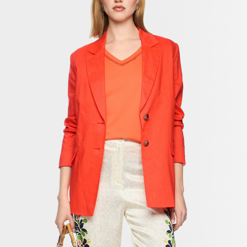 MARC CAIN - Blazer rouge long avec épaulettes