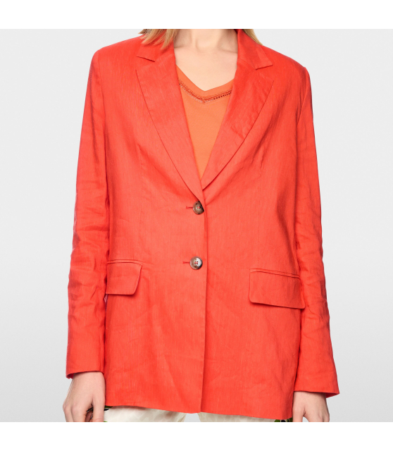 MARC CAIN - Blazer rouge long avec épaulettes