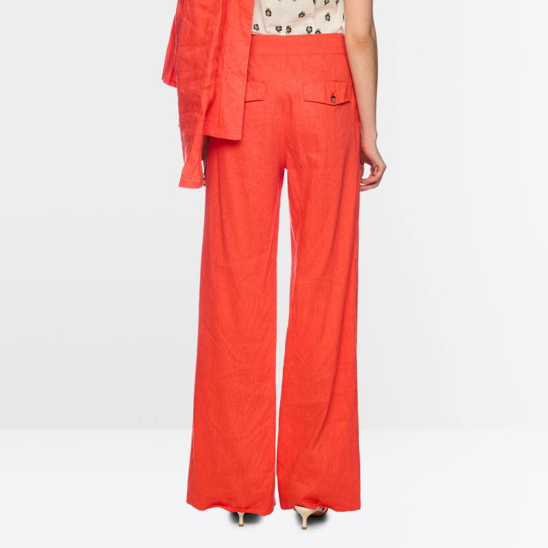 MARC CAIN - Pantalon rouge WAUKEE en lin et viscose 2