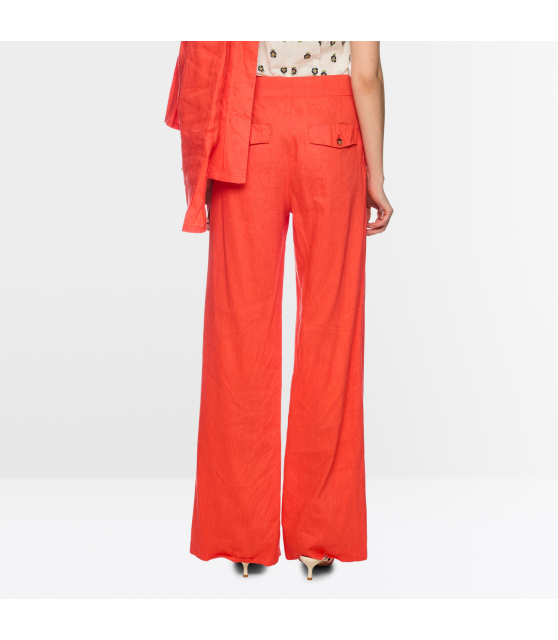 MARC CAIN - Pantalon rouge WAUKEE en lin et viscose