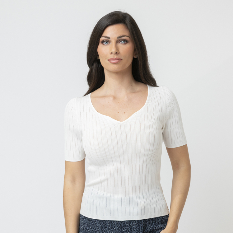 MARC CAIN - Top blanc cassé stretch