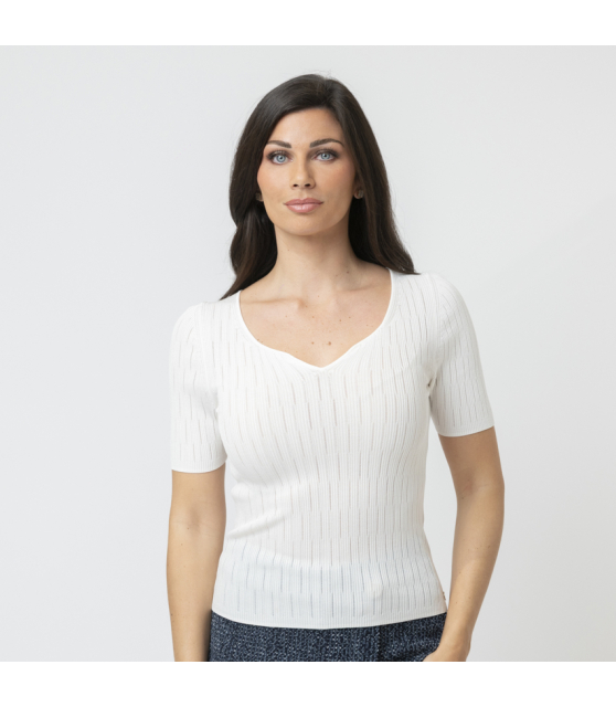 MARC CAIN - Top blanc cassé stretch