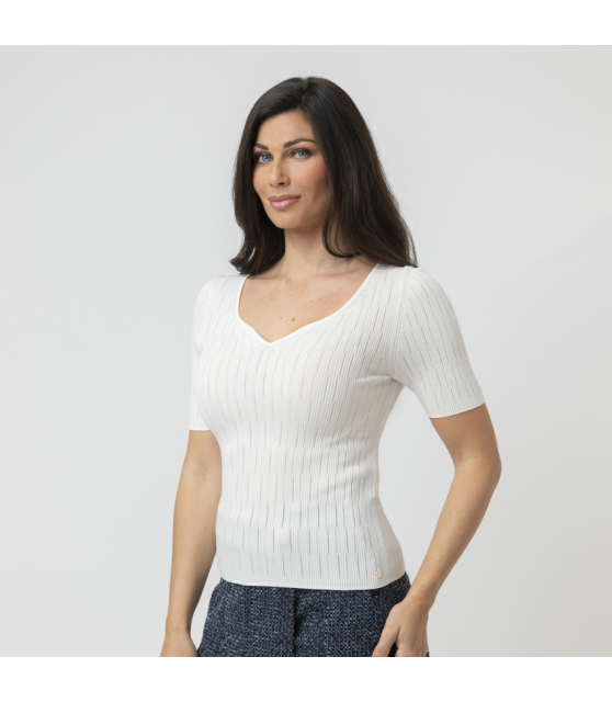 MARC CAIN - Top blanc cassé stretch