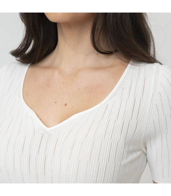 MARC CAIN - Top blanc cassé stretch