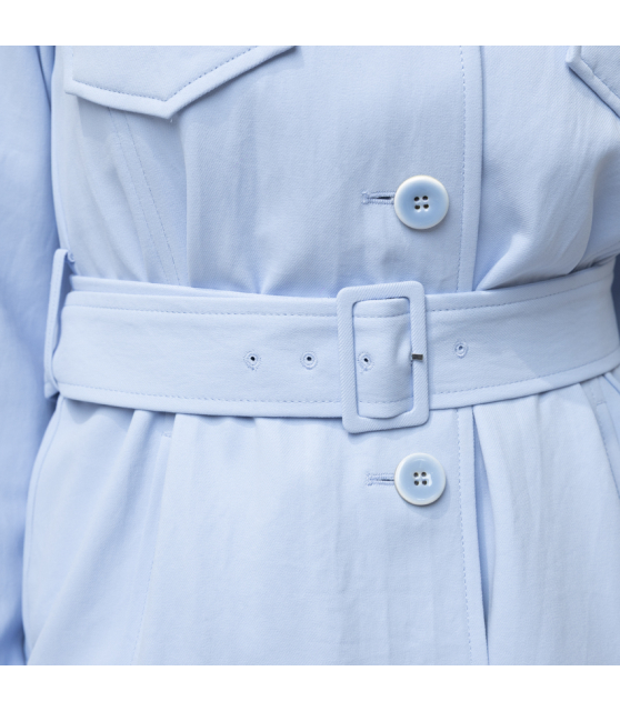 MARC CAIN - Veste caban bleu ciel ceinturée