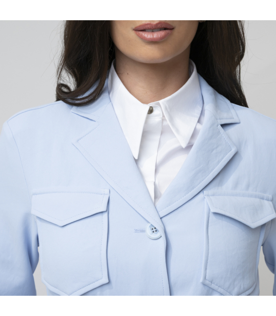 MARC CAIN - Veste caban bleu ciel ceinturée