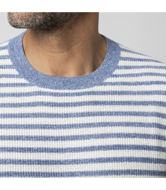 GRAN SASSO - T-shirt en maille à rayures bleues et blanches