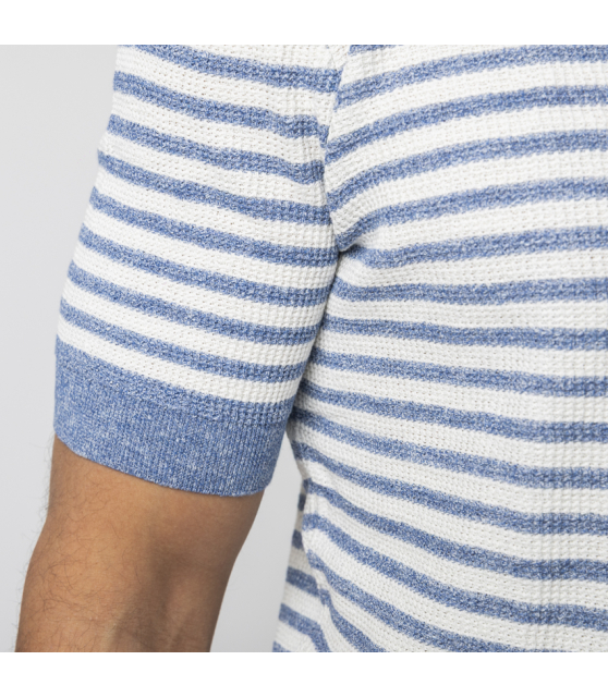 GRAN SASSO - T-shirt en maille à rayures bleues et blanches