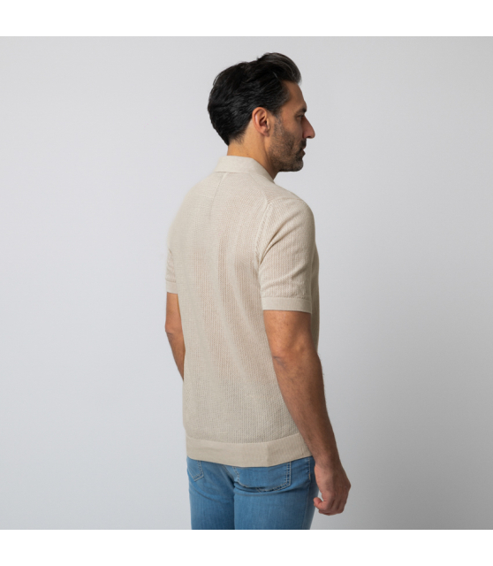 GRAN SASSO - Chemise beige manches courtes texturée