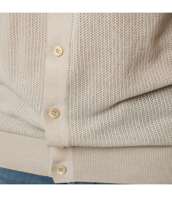 GRAN SASSO - Chemise beige manches courtes texturée