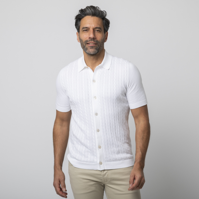 GRAN SASSO - Chemise blanche torsadée manches courtes