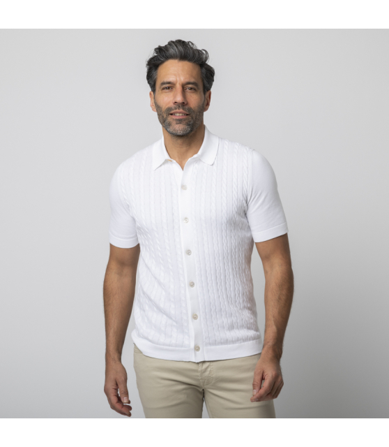 GRAN SASSO - Chemise blanche torsadée manches courtes