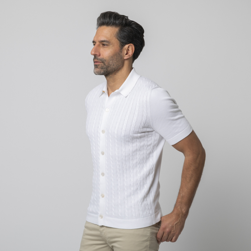 GRAN SASSO - Chemise blanche torsadée manches courtes 2