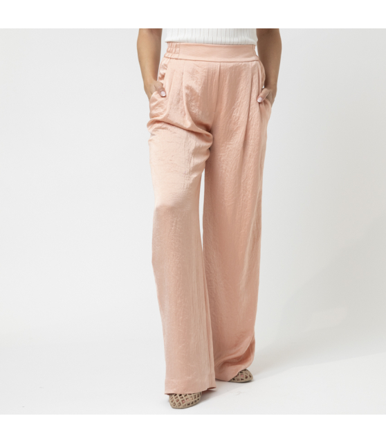 MARC CAIN - Pantalon rose en satin martelé