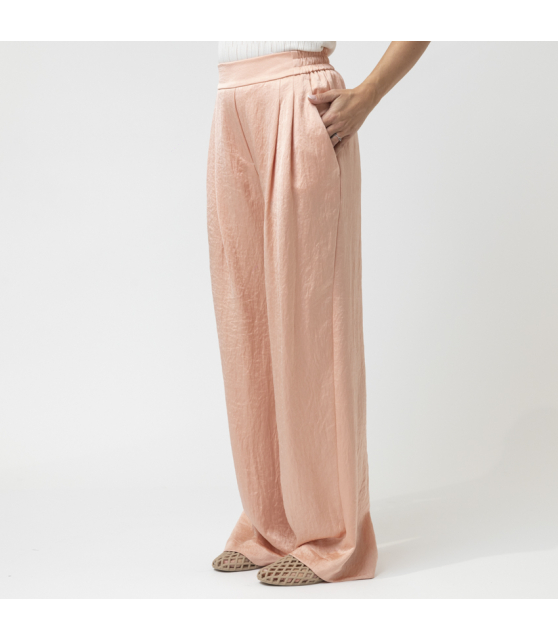 MARC CAIN - Pantalon rose en satin martelé