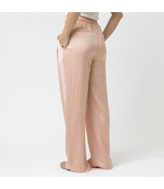 MARC CAIN - Pantalon rose en satin martelé